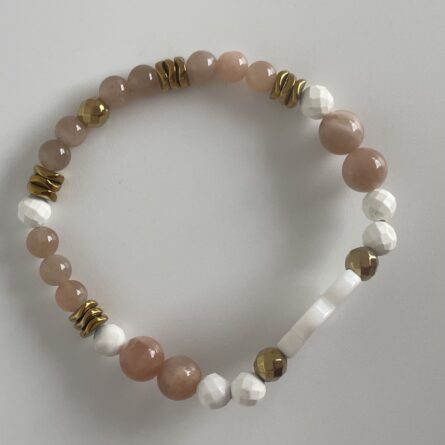 Bracelet Nacre "Fleur" doré et rose – Image 2