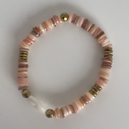 Bracelet Nacre "Bouée" doré et rose – Image 2