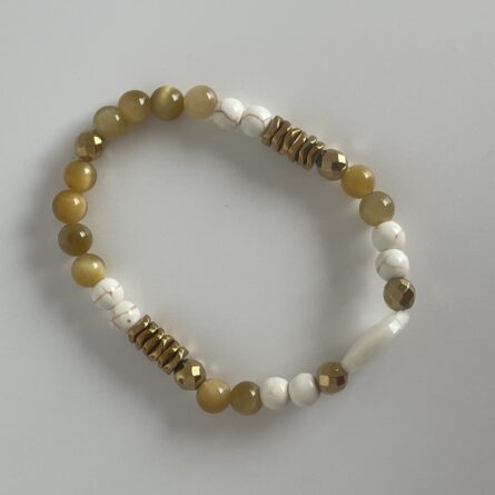 Bracelet Nacre "Bouée" doré et jaune – Image 2