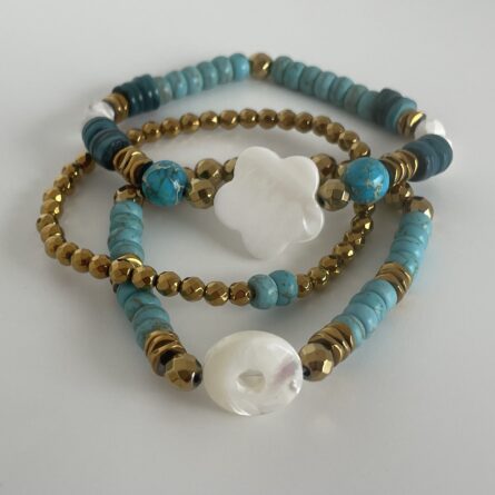Bracelet Nacre "Bouée" doré et bleu – Image 2