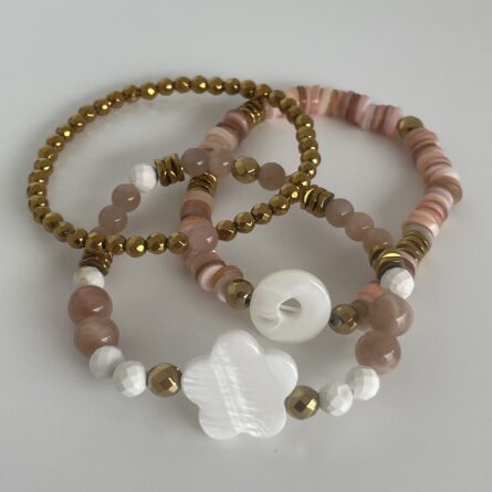 Bracelet Nacre "Bouée" doré et rose – Image 3