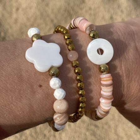Bracelet Nacre "Bouée" doré et rose – Image 4