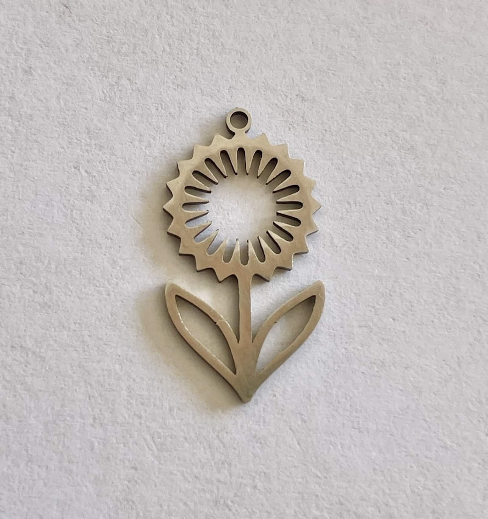 Petit Charms Tournesol En Argent 925/1000 - Neuf - Bijoux Collection