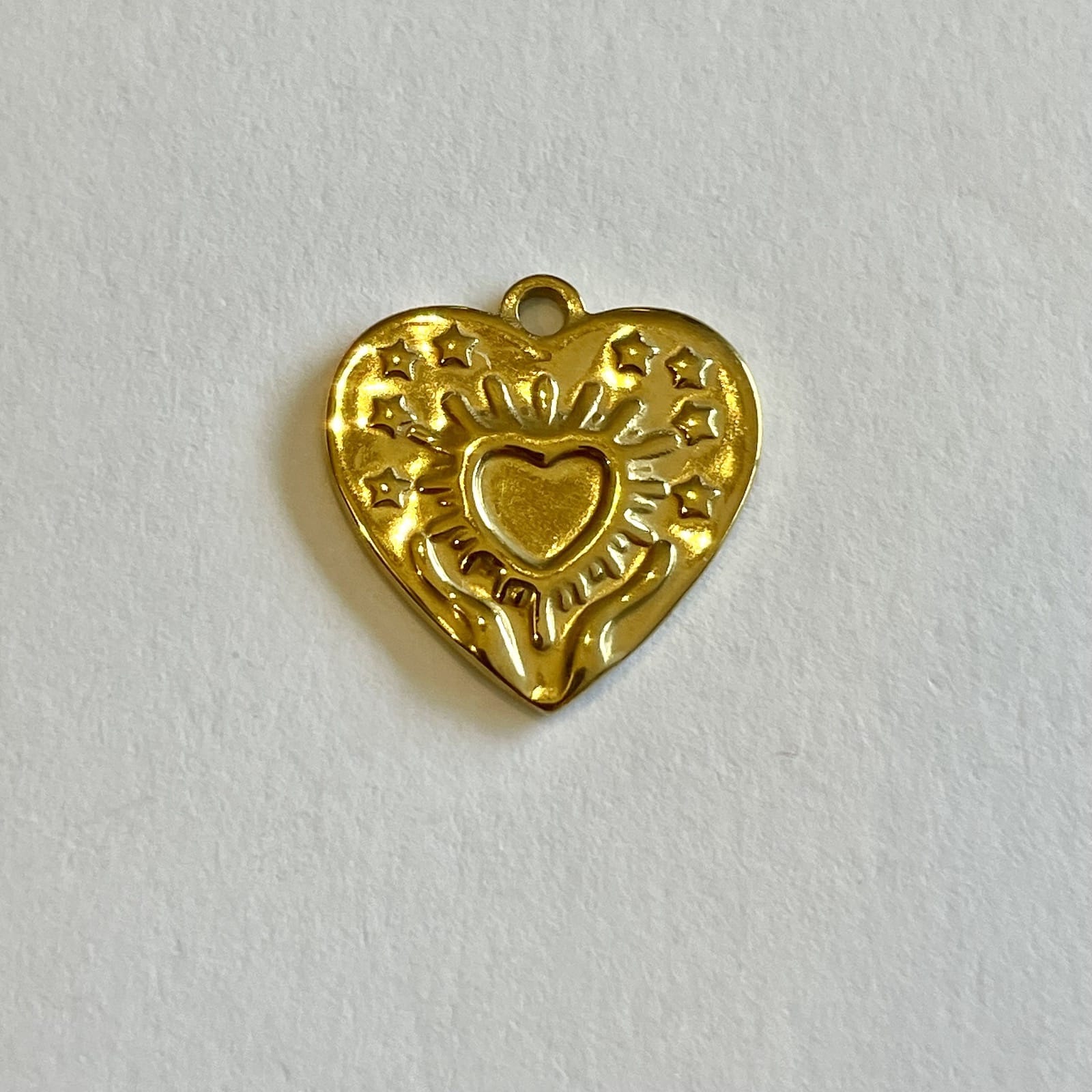 Pendentif cœur martelé - Fait main en étain fin par William